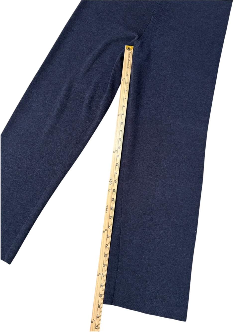 Vintage Eileen Fisher 100% Merino Wool Wide Leg Knit Sweater Pants Navy Medium - Picture 6 of 7